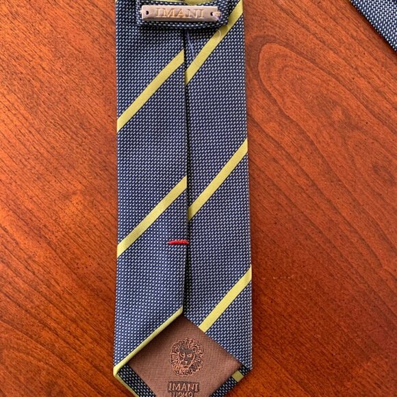 IMANI UOMO Men’s Tie Striped 100% Silk Touch Micro Fibre Handmade - Picture 3 of 4